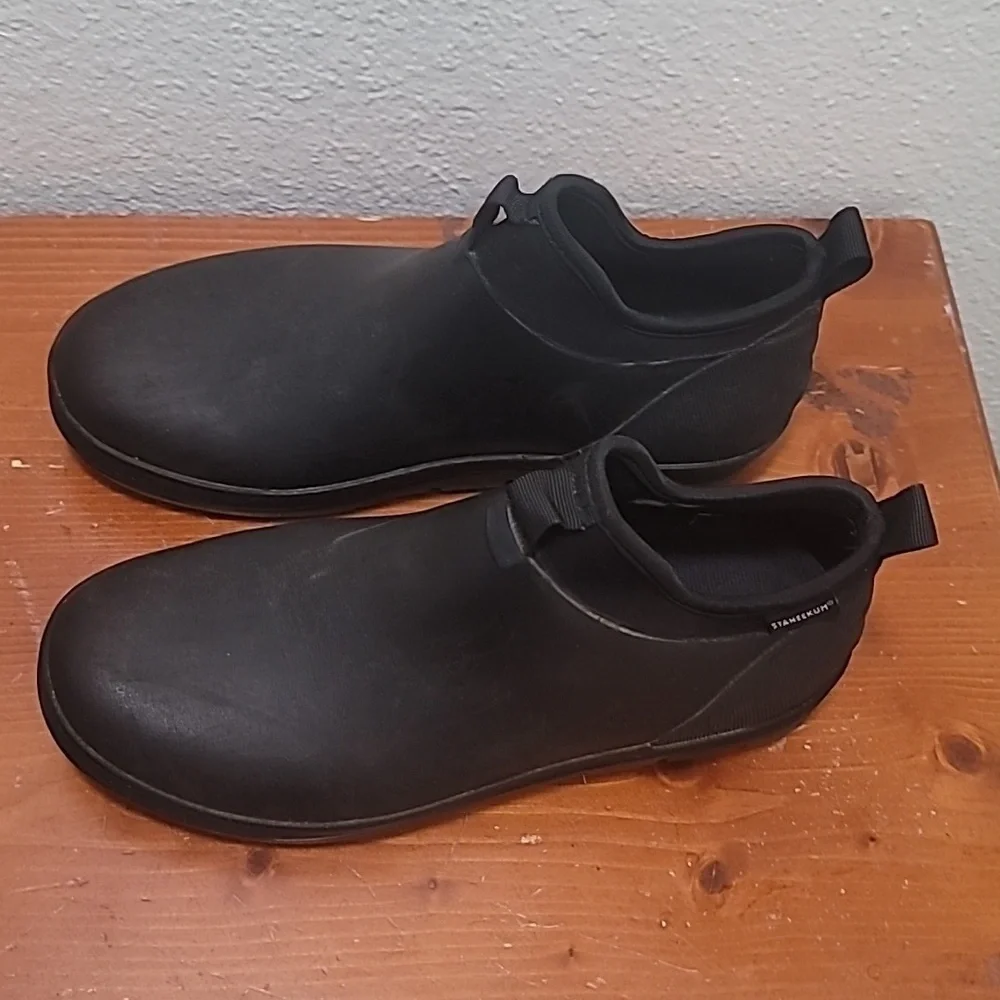 Staheekum Rain Boots Women's 9‎ Black Rubber Neoprene Ankle Garden Waterproof